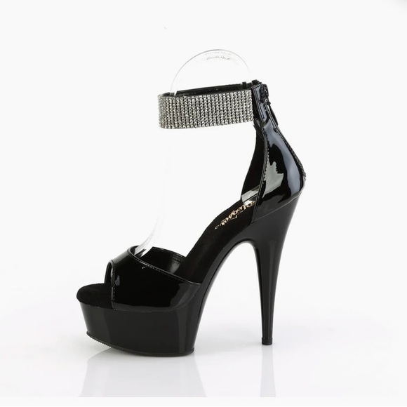 PLEASER DELIGHT-625, 6" Rhinestones Ankle Cuff Sandal - Picture 3 of 4